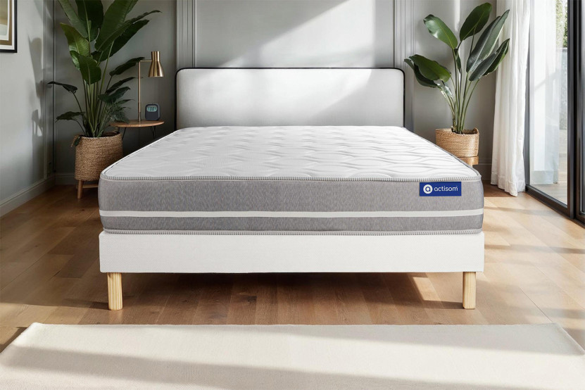 Ensemble Matelas Sommier 160x220 cm - Sommier Blanc (en kit) - Actiflex Touch