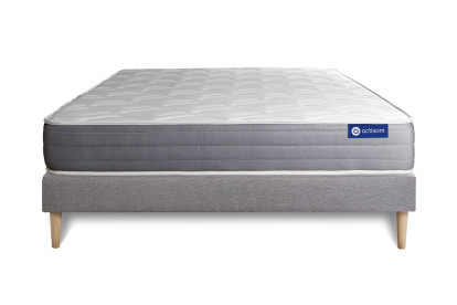 Ensemble Matelas Sommier 160x220 cm - Sommier Gris (en kit) - Actiflex Dream