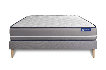 Ensemble Matelas Sommier 160x210 cm - Sommier Gris (en kit) - Actilatex Pur