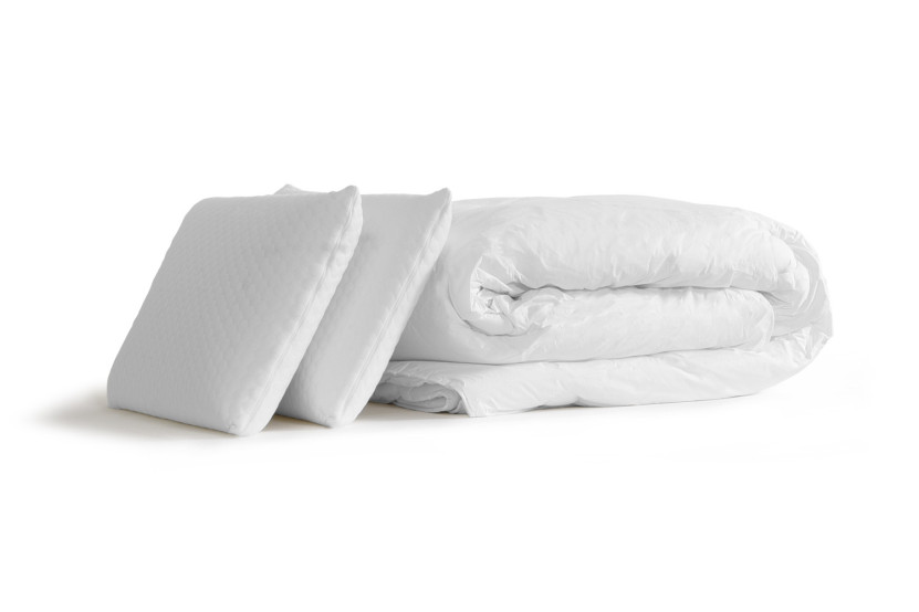 Pack lit complet 160x200 cm - Matelas + Sommier Gris (en kit) + 2 oreillers + Couette - Actiflex Confort