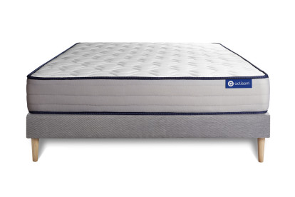 Ensemble Matelas Sommier 150x200 cm - Sommier Gris (en kit) - Actilatex Form