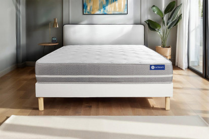 Ensemble Matelas Sommier 160x200 cm - Sommier Blanc (en kit) - Actimemo Touch