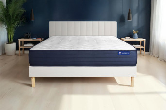 Ensemble Matelas Sommier 130x190 cm - Sommier Blanc (en kit) - Actimemo Life