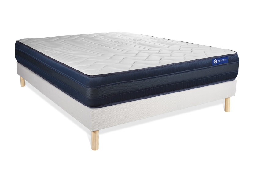 Ensemble Matelas Sommier 140x220 cm - Sommier Blanc (en kit) - Actiflex Tech
