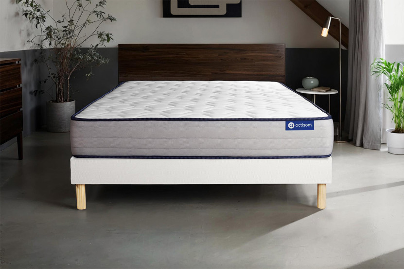 Ensemble Matelas Sommier 140x220 cm - Sommier Blanc (en kit) - Actilatex Form