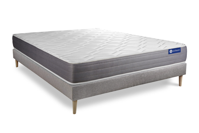 Ensemble Matelas Sommier 140x220 cm - Sommier Gris (en kit) - Actimemo Dream