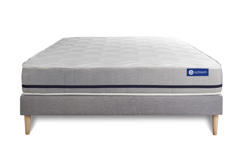 Ensemble Matelas Sommier 160x220 cm - Sommier Gris (en kit) - Actiflex Soft