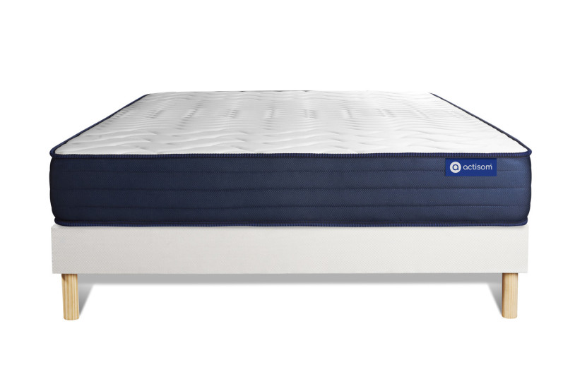 Ensemble Matelas Sommier 120x195 cm - Sommier Blanc (en kit) - Actimemo Life
