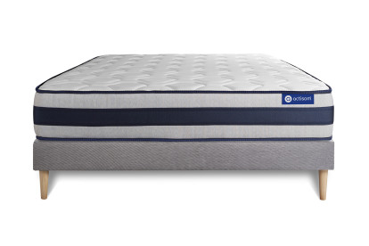 Ensemble Matelas Sommier 150x200 cm - Sommier Gris (en kit) - Actiflex Ergo