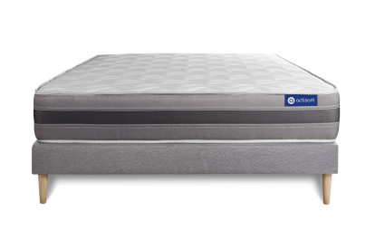 Ensemble Matelas Sommier 140x210 cm - Sommier Gris (en kit) - Actiflex Relax