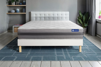Ensemble Matelas Sommier 140x210 cm - Sommier Blanc (en kit) - Actilatex Relax