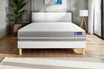 Ensemble Matelas Sommier 130x210 cm - Sommier Blanc (en kit) - Actilatex Touch