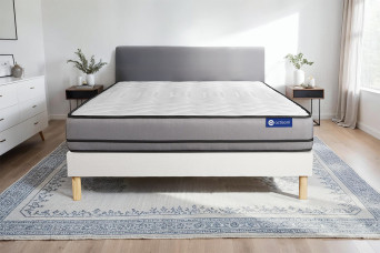 Ensemble Matelas Sommier 120x195 cm - Sommier Blanc (en kit) - Actilatex Night