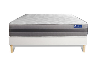 Ensemble Matelas Sommier 150x195 cm - Sommier Blanc (en kit) - Actiflex Relax