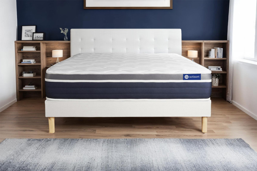 Ensemble Matelas Sommier 140x190 cm - Sommier Blanc (en kit) - Actiflex Confort