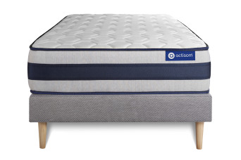 Ensemble Matelas Sommier 90x190 cm - Sommier Gris (en kit) - Actilatex Ergo