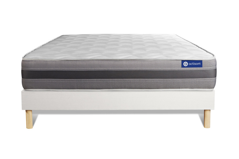 Ensemble Matelas Sommier 200x200 cm - Sommier Blanc (en kit) - Actimemo Relax