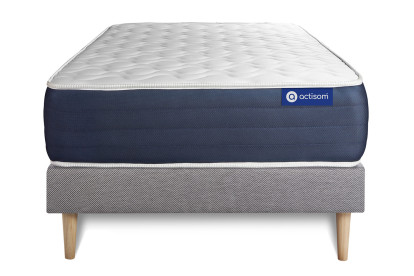 Ensemble Matelas Sommier 80x190 cm - Sommier Gris (en kit) - Actimemo Sleep