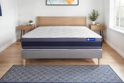 Ensemble Matelas Sommier 130x220 cm - Sommier Gris (en kit) - Actimemo Morpho