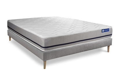 Ensemble Matelas Sommier 180x210 cm - Sommier Gris (en kit) - Actimemo Soft