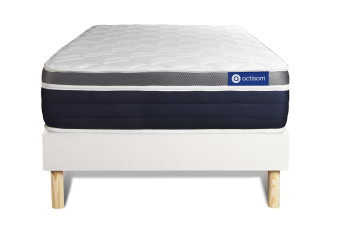 Ensemble Matelas Sommier 90x200 cm - Sommier Blanc (en kit) - Actiflex Confort