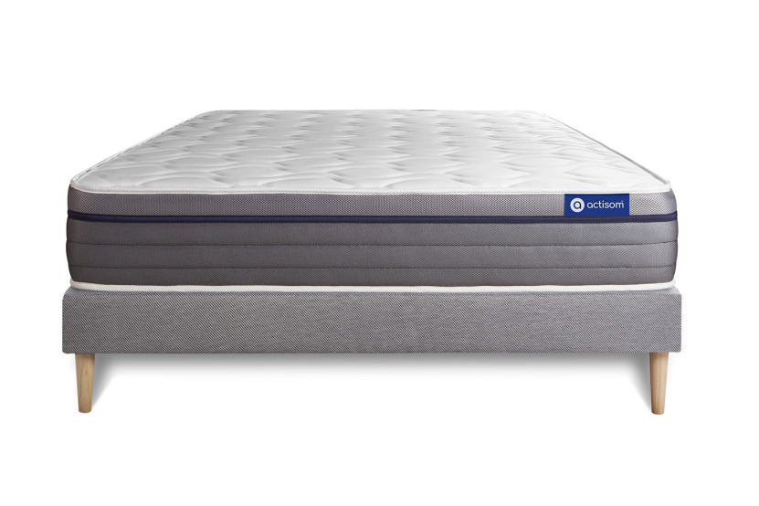 Ensemble Matelas Sommier 180x200 cm - Sommier Gris (en kit) - Actilatex Zen