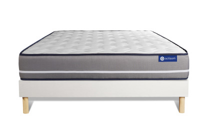 Ensemble Matelas Sommier 180x220 cm - Sommier Blanc (en kit) - Actimemo Pur