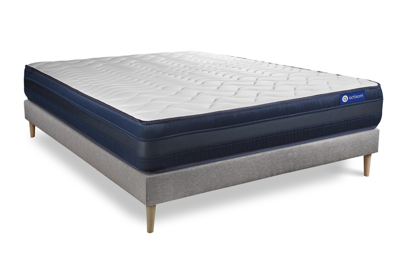 Ensemble Matelas Sommier 120x190 cm - Sommier Gris (en kit) - Actiflex Tech
