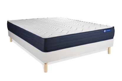 Ensemble Matelas Sommier 180x210 cm - Sommier Blanc (en kit) - Actimemo Life