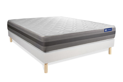 Ensemble Matelas Sommier 135x200 cm - Sommier Blanc (en kit) - Actilatex Relax