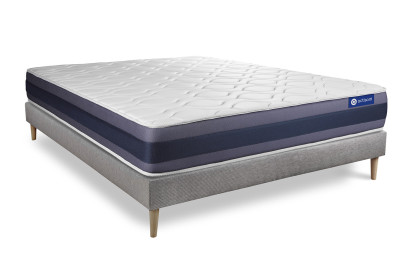 Ensemble Matelas Sommier 135x190 cm - Sommier Gris (en kit) - Actilatex Morpho