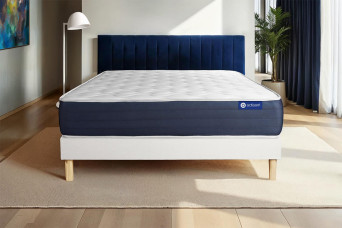 Ensemble Matelas Sommier 130x190 cm - Sommier Blanc (en kit) - Actilatex Sleep