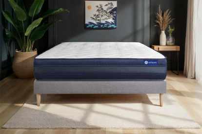 Ensemble Matelas Sommier 130x220 cm - Sommier Gris (en kit) - Actilatex Tech