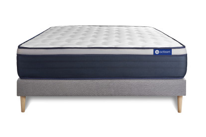 Ensemble Matelas Sommier 120x200 cm - Sommier Gris (en kit) - Actiflex Max