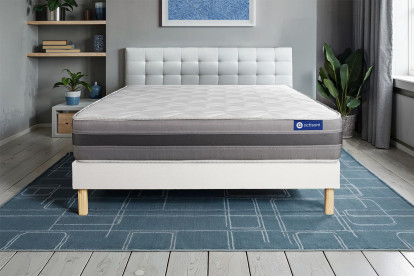 Ensemble Matelas Sommier 135x200 cm - Sommier Blanc (en kit) - Actimemo Relax
