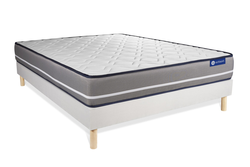 Ensemble Matelas Sommier 135x200 cm - Sommier Blanc (en kit) - Actimemo Pur