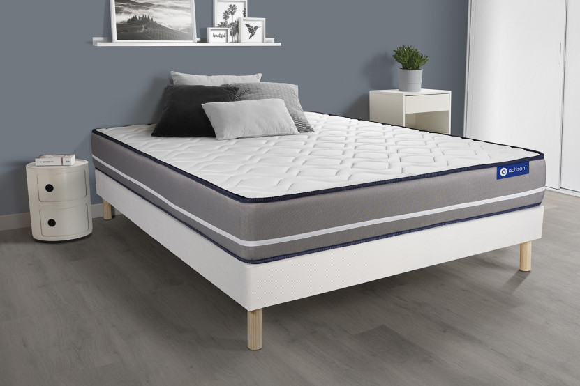 Ensemble Matelas Sommier 90x200 cm - Sommier Blanc (en kit) - Actiflex Pur
