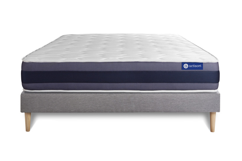 Ensemble Matelas Sommier 130x190 cm - Sommier Gris (en kit) - Actimemo Morpho
