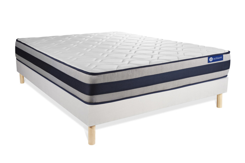 Ensemble Matelas Sommier 160x220 cm - Sommier Blanc (en kit) - Actilatex Ergo