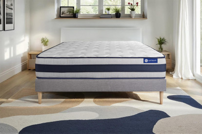 Ensemble Matelas Sommier 130x200 cm - Sommier Gris (en kit) - Actiflex Ergo