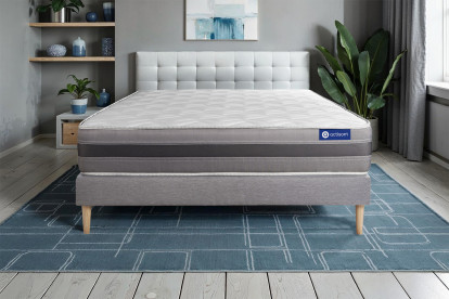 Ensemble Matelas Sommier 160x200 cm - Sommier Gris (en kit) - Actiflex Relax