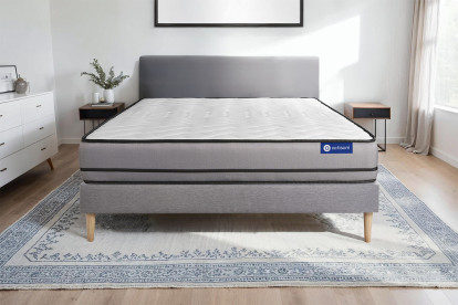 Ensemble Matelas Sommier 120x190 cm - Sommier Gris (en kit) - Actiflex Night