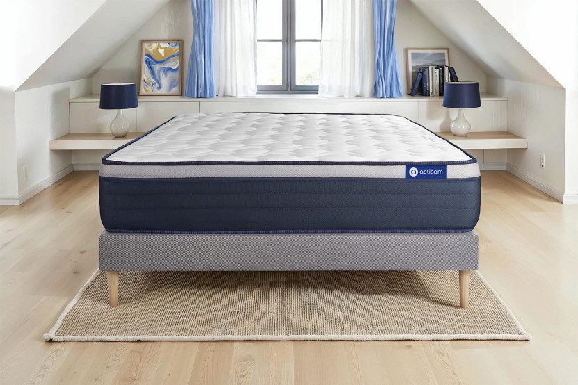 Ensemble Matelas Sommier 80x190 cm - Sommier Gris (en kit) - Actilatex Max