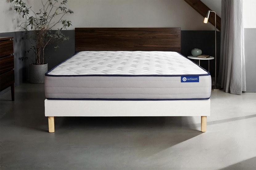 Ensemble Matelas Sommier 130x210 cm - Sommier Blanc (en kit) - Actiflex Form