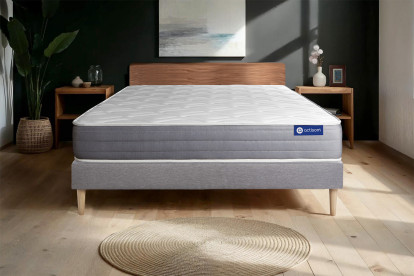 Ensemble Matelas Sommier 150x190 cm - Sommier Gris (en kit) - Actiflex Dream