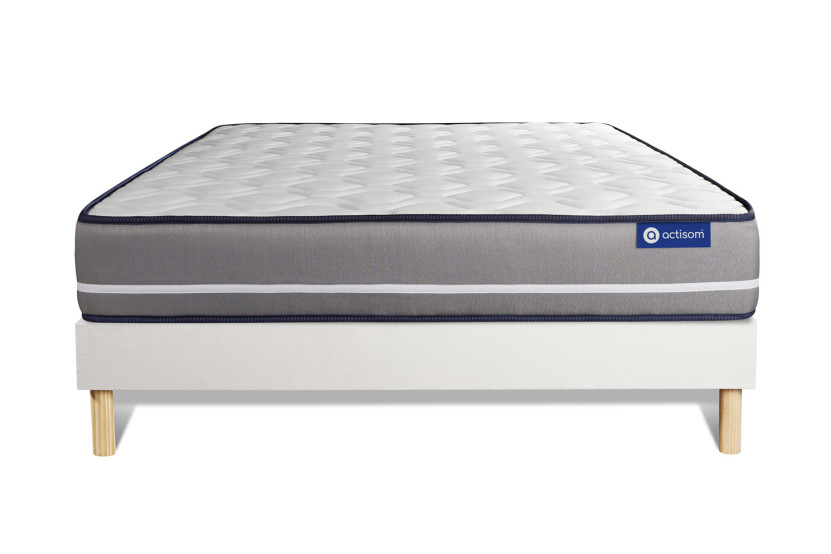 Ensemble Matelas Sommier 160x220 cm - Sommier Blanc (en kit) - Actimemo Pur