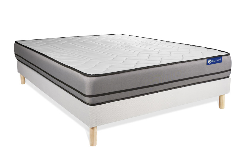 Ensemble Matelas Sommier 120x195 cm - Sommier Blanc (en kit) - Actilatex Night