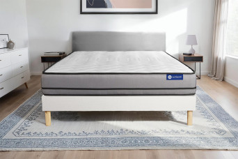 Ensemble Matelas Sommier 130x220 cm - Sommier Blanc (en kit) - Actimemo Night