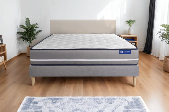 Ensemble Matelas Sommier 180x220 cm - Sommier Gris (en kit) - Actiflex Pur