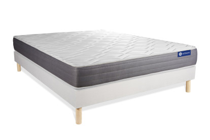 Ensemble Matelas Sommier 180x190 cm - Sommier Blanc (en kit) - Actiflex Dream